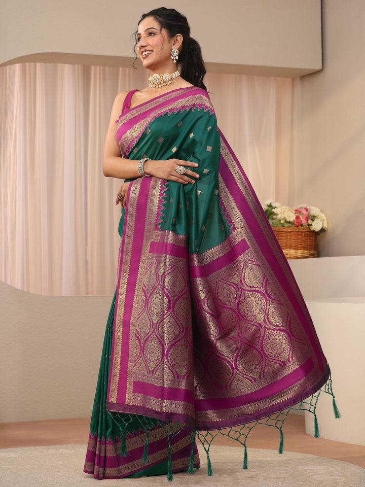 Green Kanjeevaram Silk Blend Saree