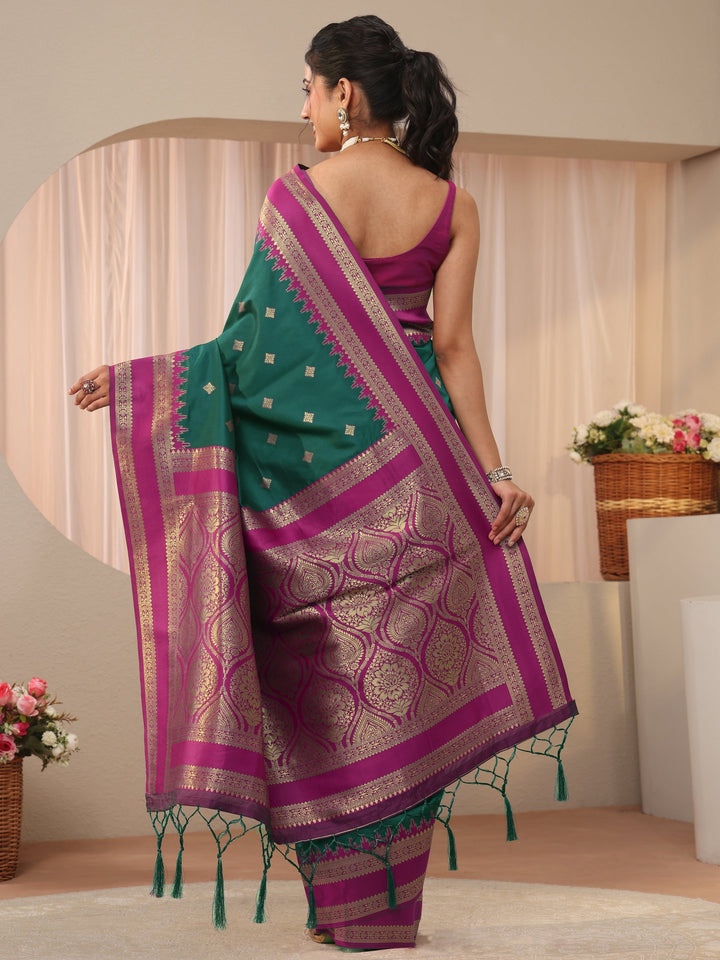 Green Kanjeevaram Silk Blend Saree