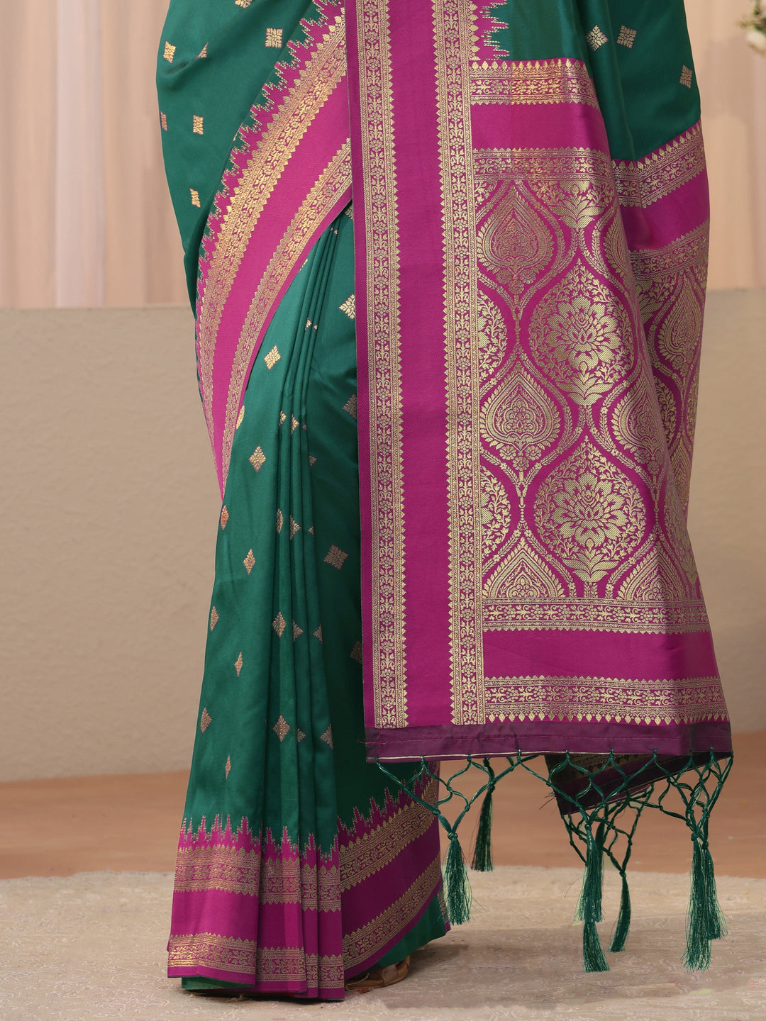 Green Kanjeevaram Silk Blend Saree