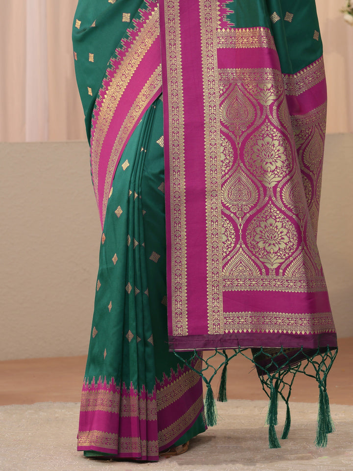 Green Kanjeevaram Silk Blend Saree