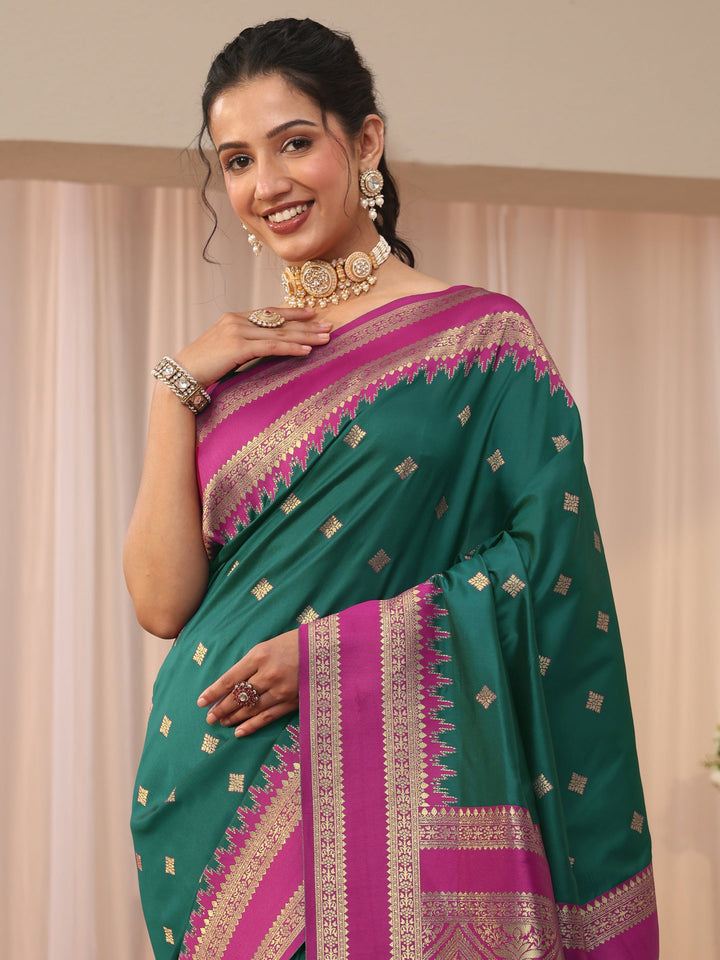 Green Kanjeevaram Silk Blend Saree