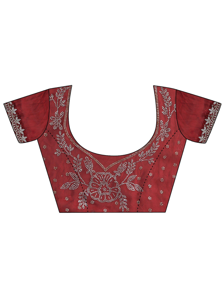 Maroon Solid Tissue Saree
