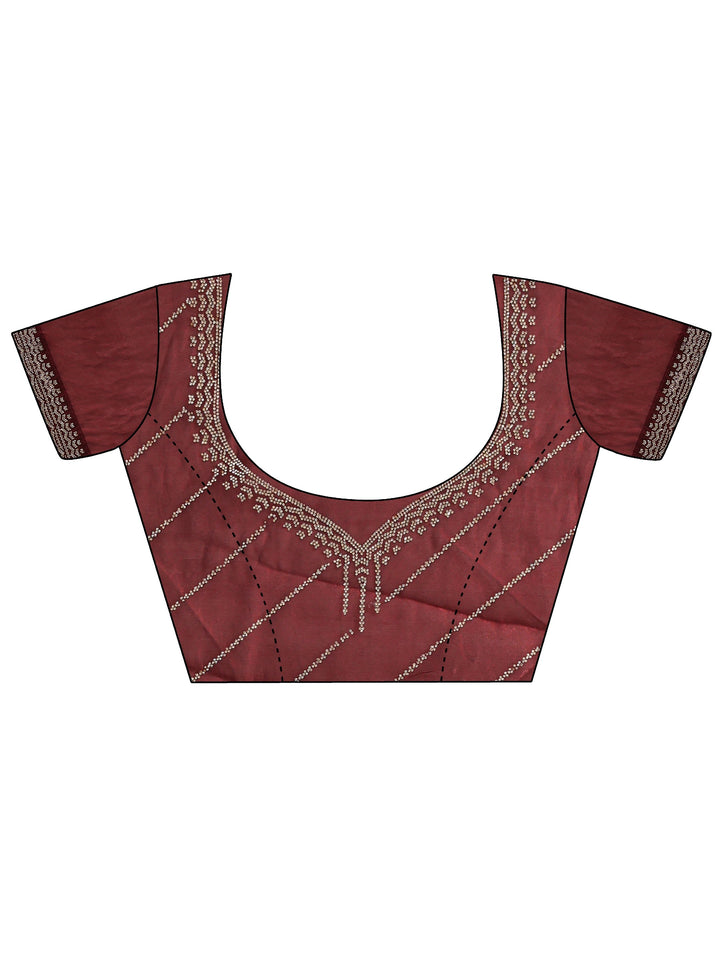 Maroon Embellished Tissue Saree