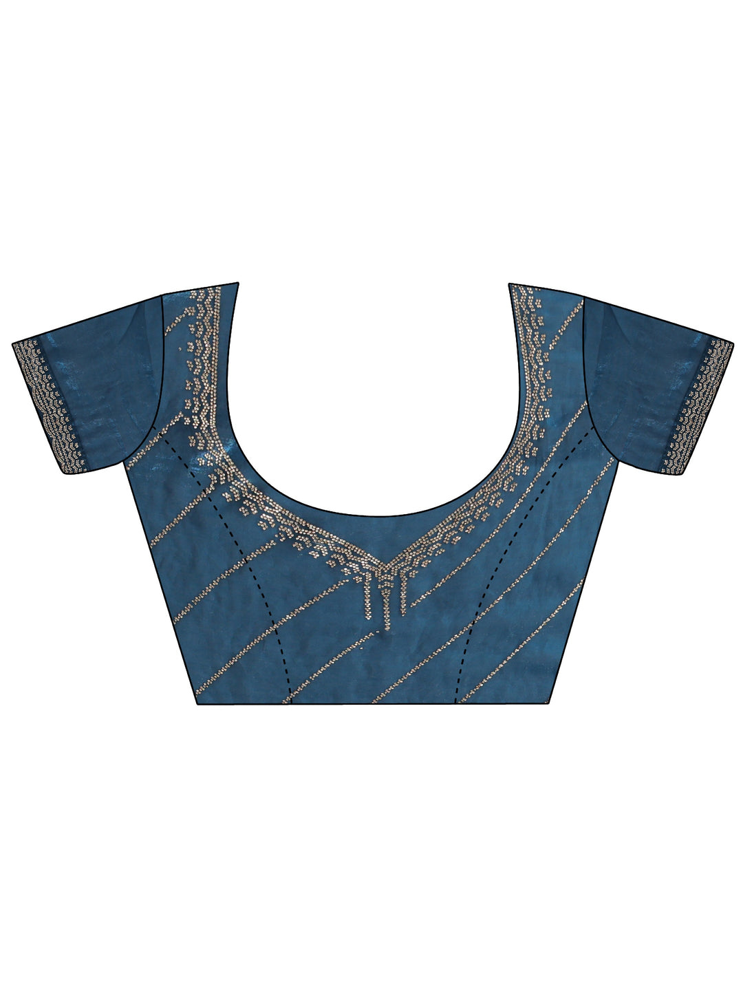 Blue Embellished Tissue Saree