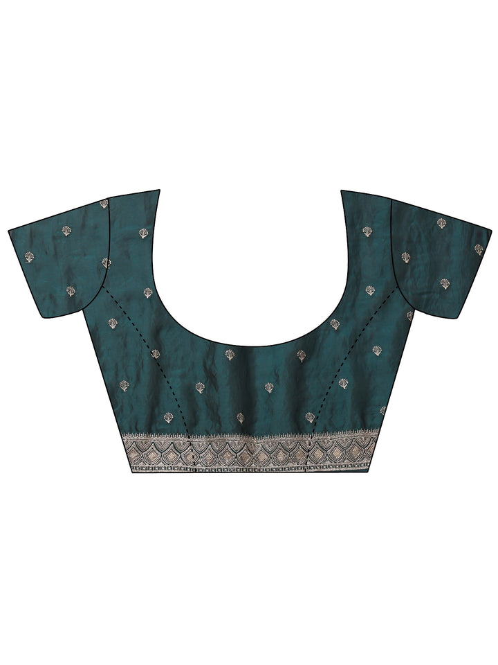 Green Ethnic Motif Embroidered Tissue Saree