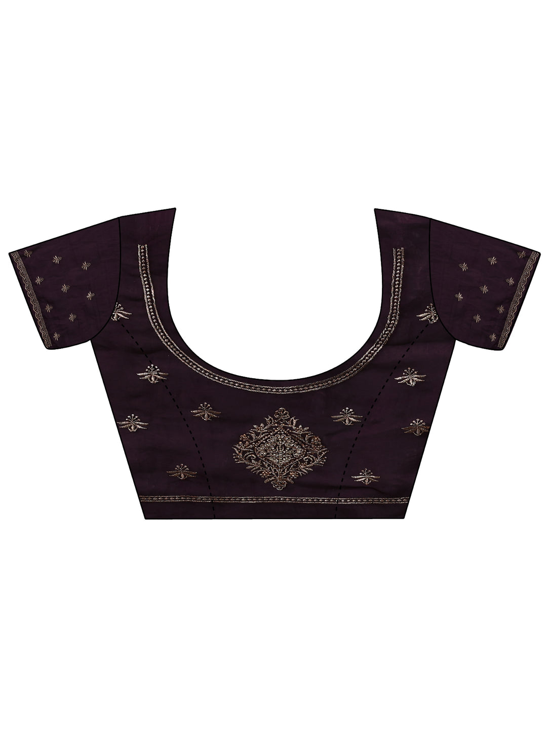 Purple Ethnic Embroidered Tissue Saree