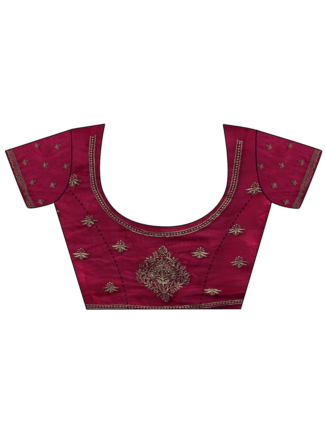 Red Ethnic Embroidered Tissue Saree
