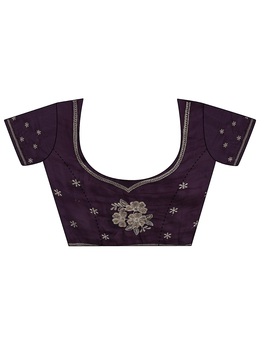 Purple Floral Embroidered Tissue Saree