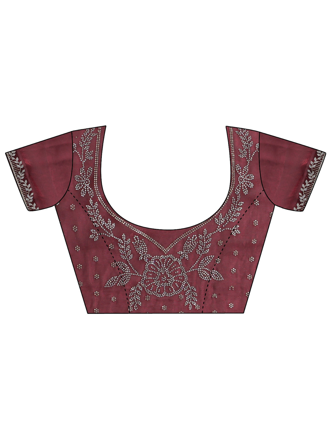 Burgundy Solid Tissue Saree