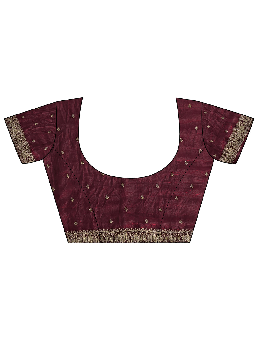 Maroon Ethnic Embellished Tissue Saree