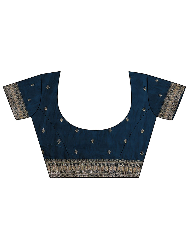 Blue Ethnic Embellished Tissue Saree