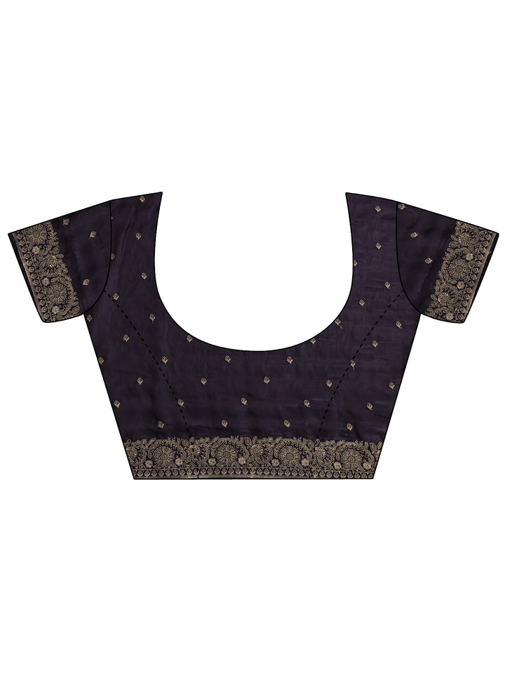 Purple Ethnic Embellished Tissue Saree