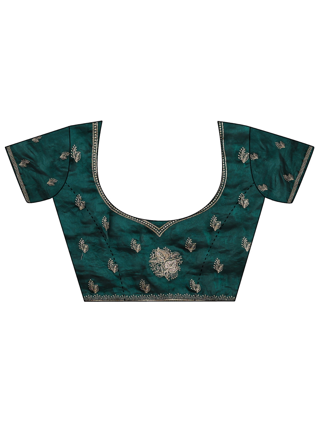 Green Ethnic Embellished Tissue Saree