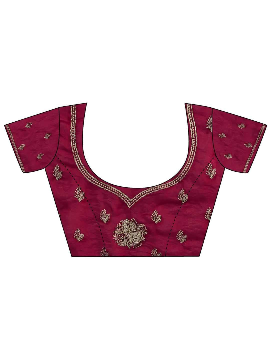 Red Ethnic Embellished Tissue Saree
