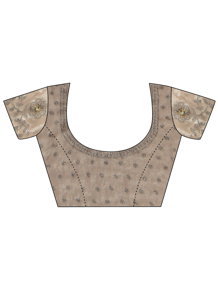 Golden Tissue Saree With Embellished Border