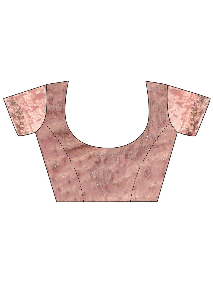 Peach Tissue Saree With Embellished Border