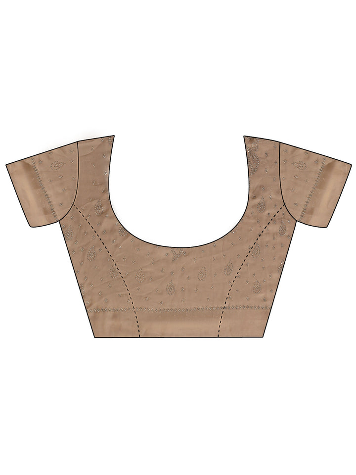 Beige Embellished Tissue Saree
