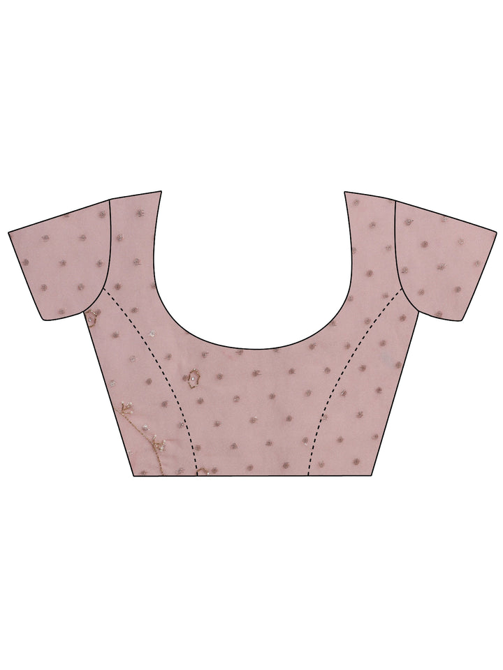 Salmon Pink Embellished Tissue Saree