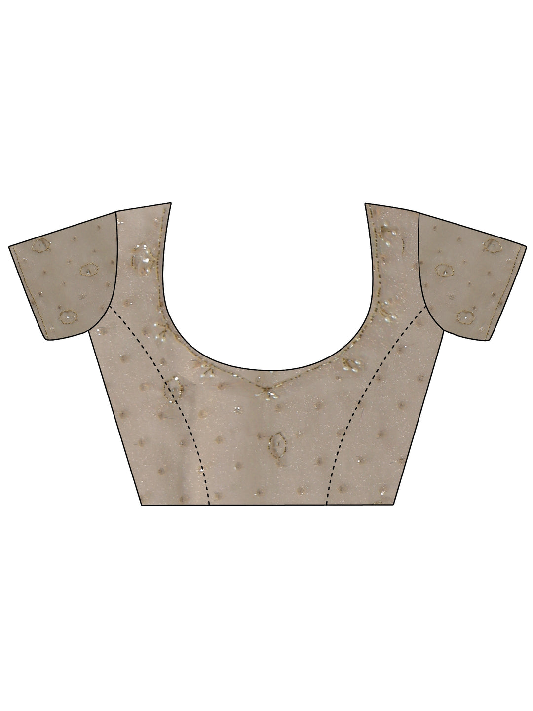 Taupe Floral Embellished Tissue Saree