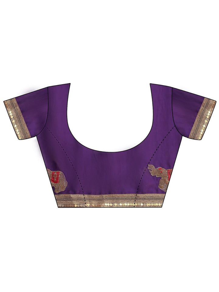 Aubergine Purple Embellished Tissue Saree