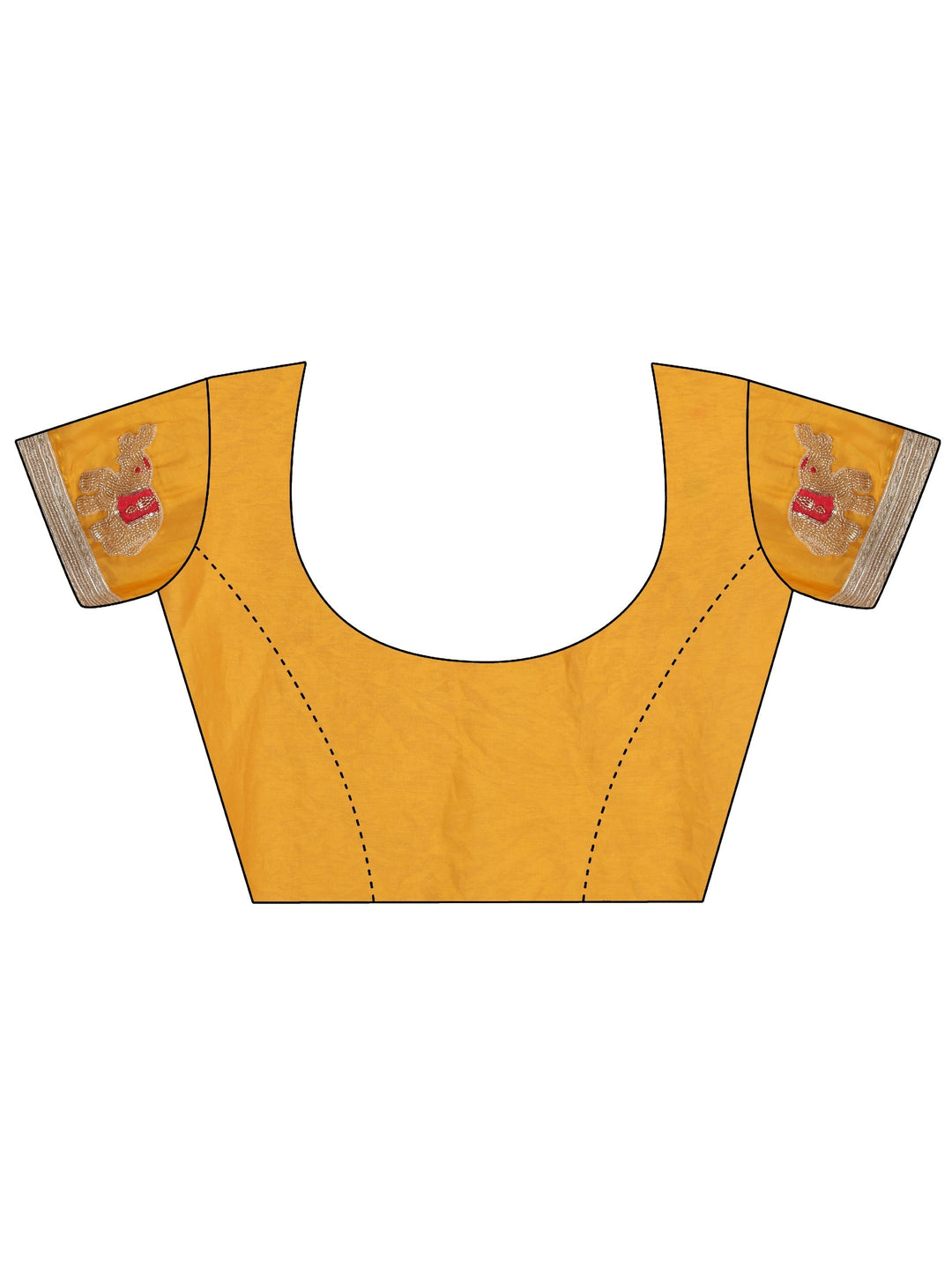 Mustard Embellished Elephant Motif Tissue Saree
