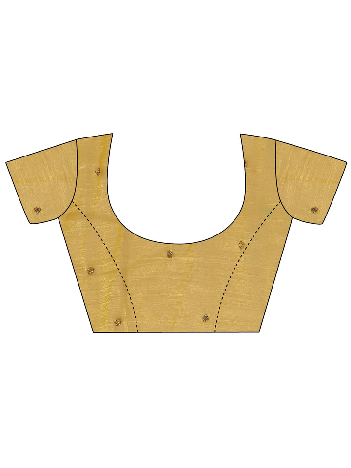 Mustard Embellished Tissue Saree