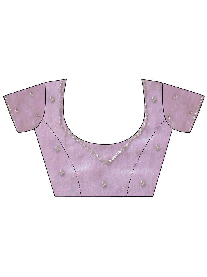 Lilac Elephant Applique Tissue Saree