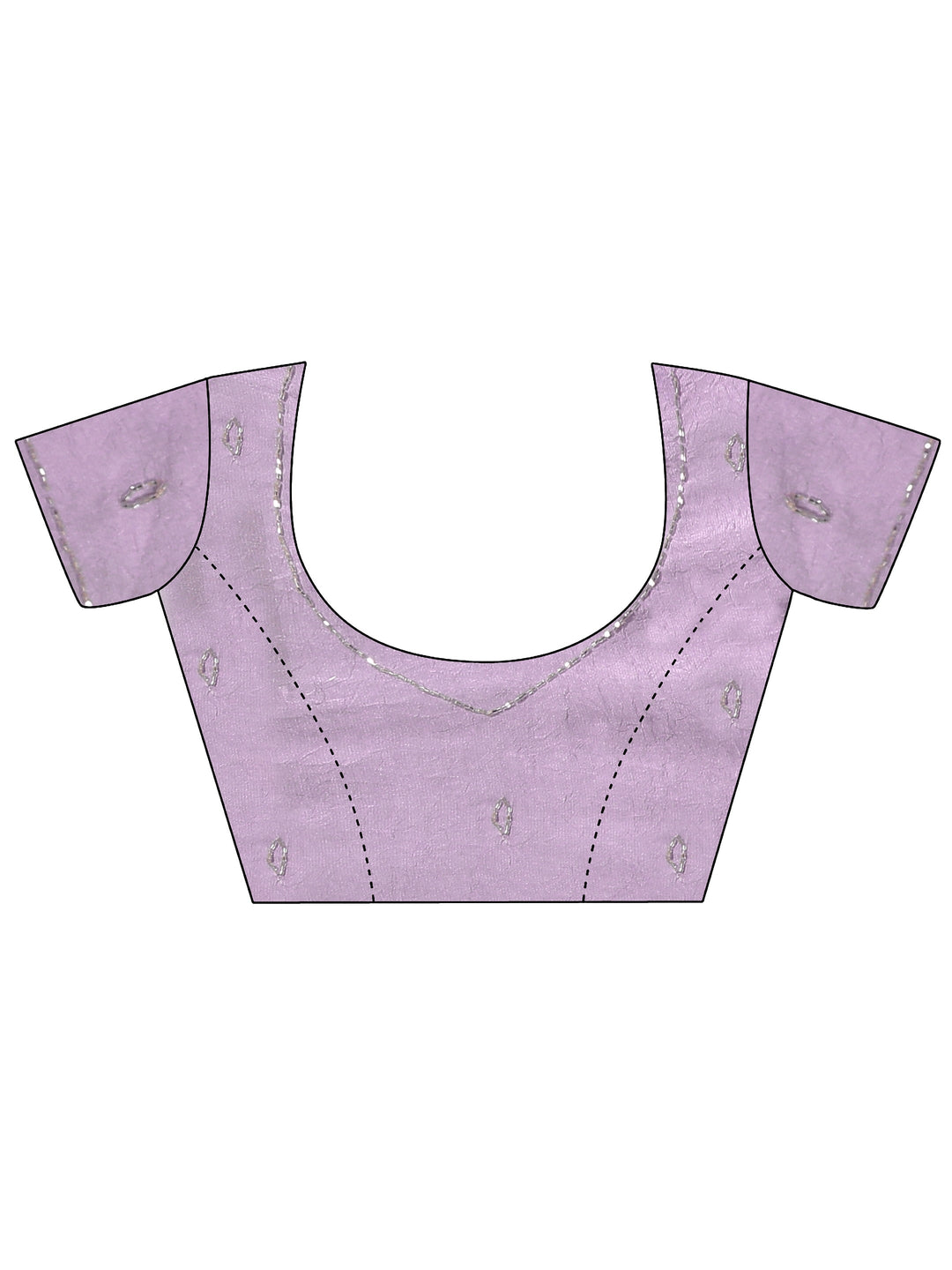 Lilac Floral Applique Tissue Saree