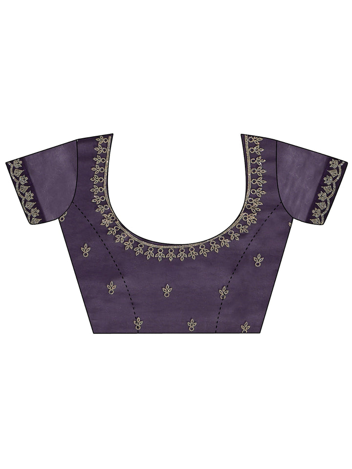 Purple Floral Embellished Georgette Saree