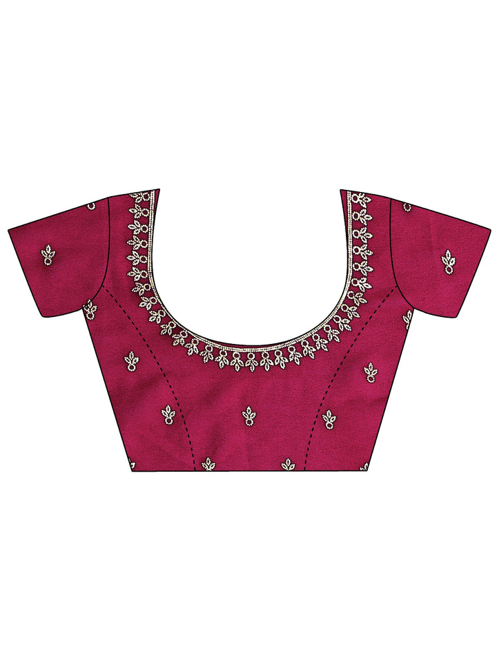 Hot Pink Floral Embellished Georgette Saree