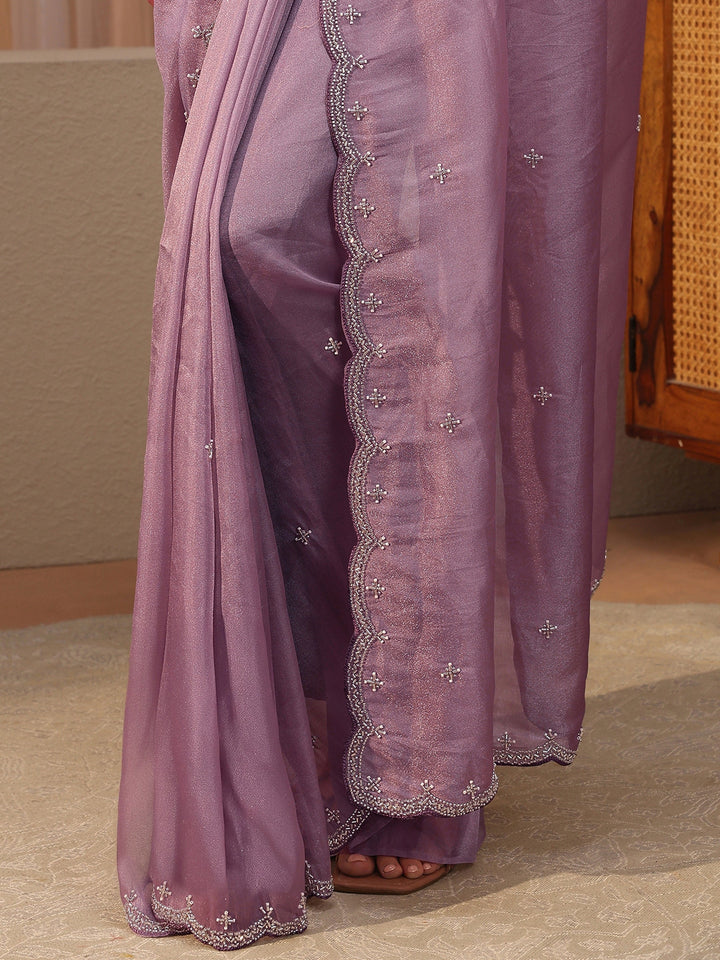 Lavender Embellished Tissue Saree