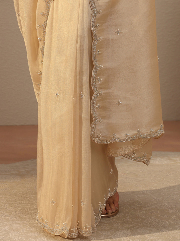 Gold Embellished Tissue Saree