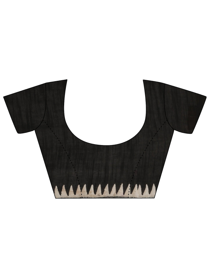 Black Block Print Cotton Saree