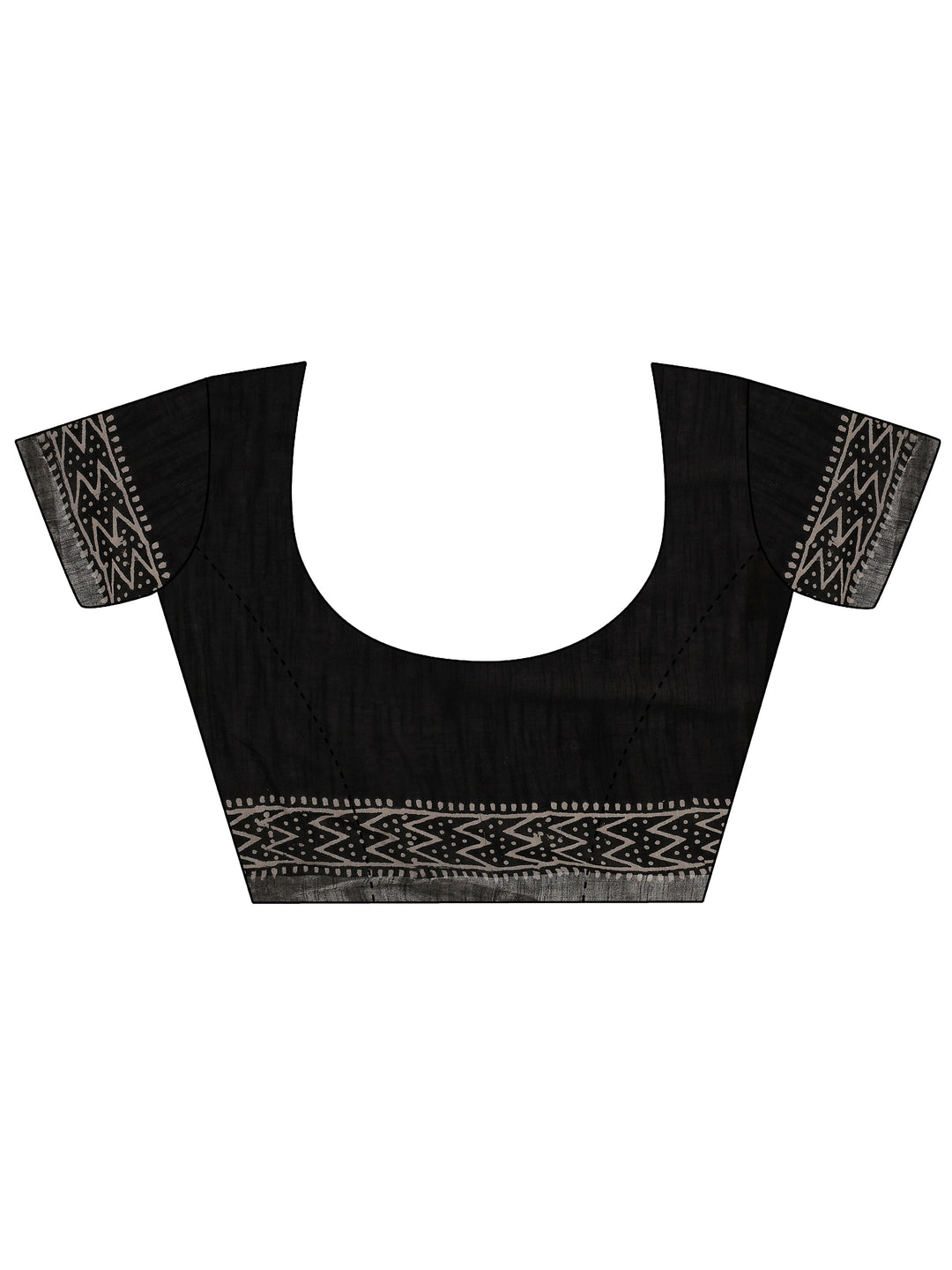 Black Striped Printed Cotton Saree