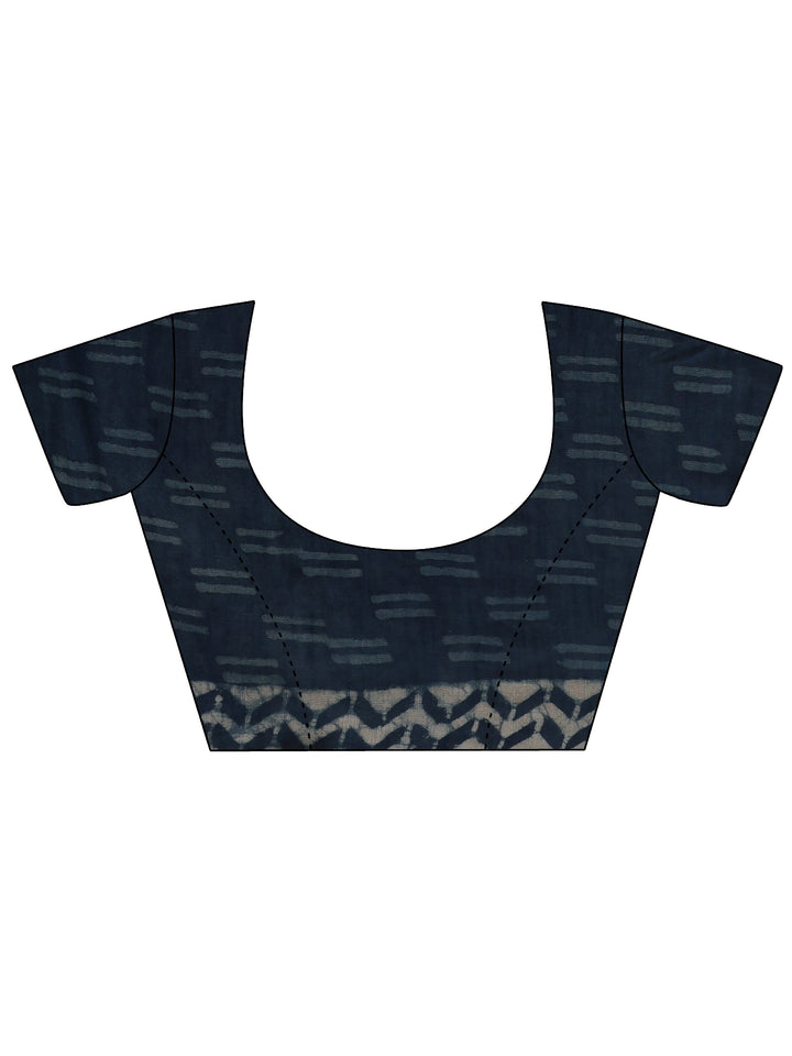 Indigo Dabu Print Cotton Saree