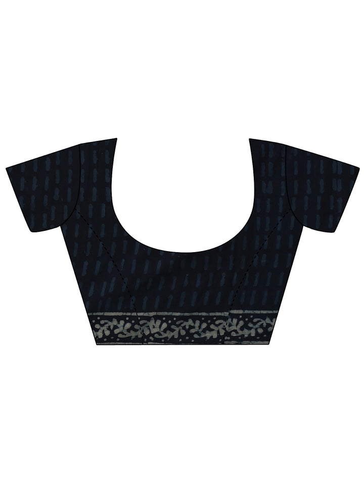 Indigo Dabu Print Cotton Saree