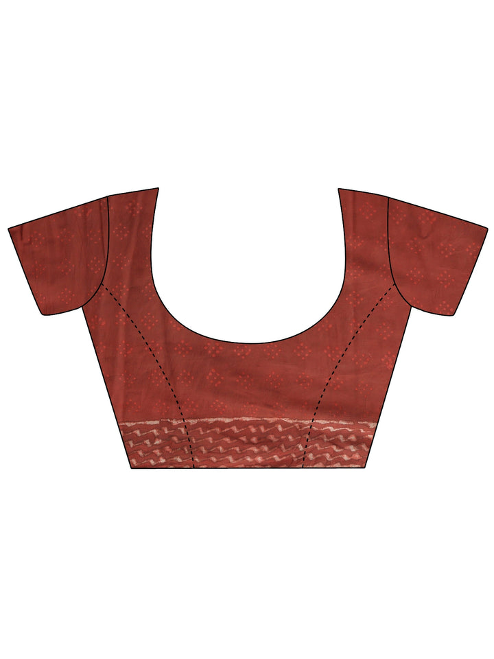 Peach Batik Print Cotton Saree