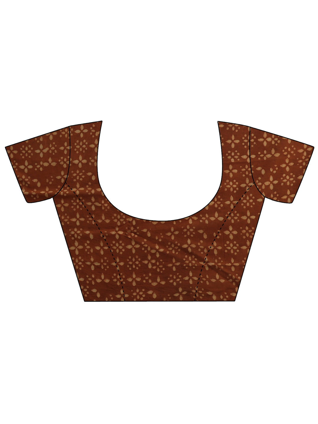 Brown Bagru Print Cotton Saree