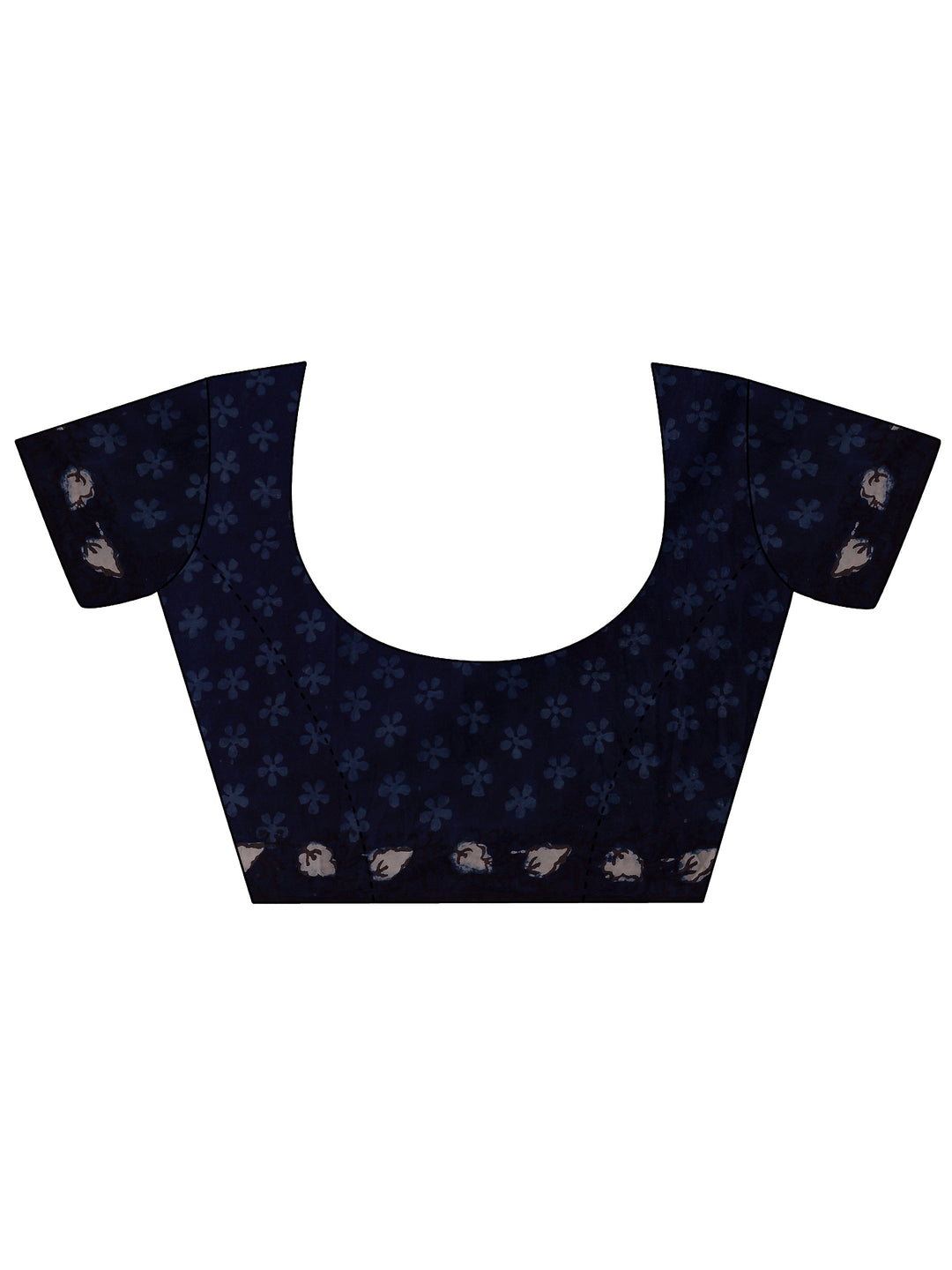 Indigo Geometric Dabu Print Cotton Saree