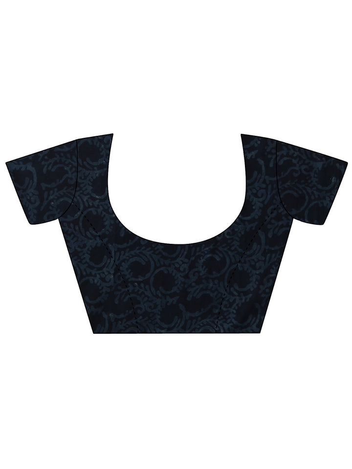 Indigo Bagru Print Cotton Saree