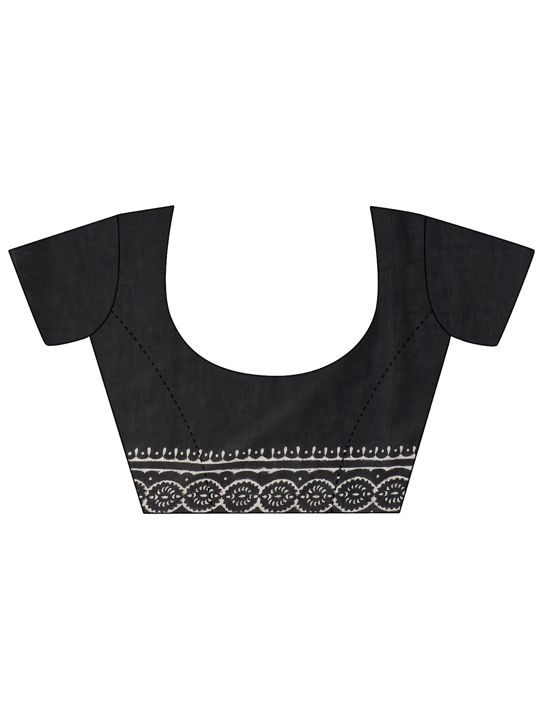 Black Block Print Cotton Saree