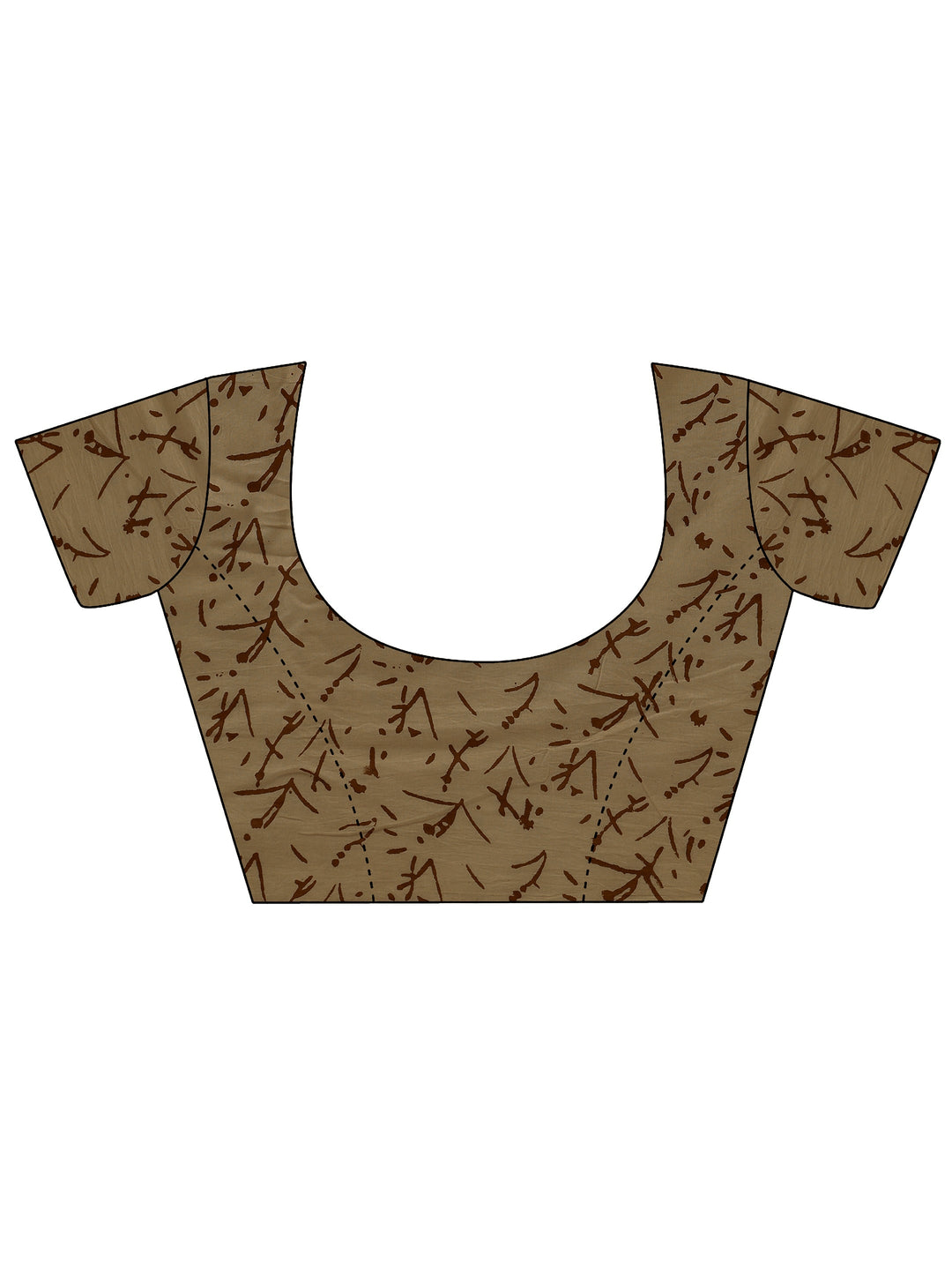 Beige Quirky Printed Cotton Saree