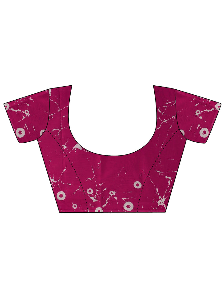 Pink Abstract Printed Cotton Saree