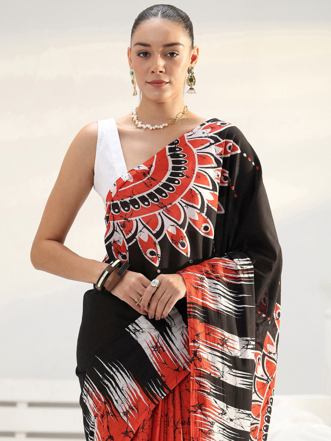 Black Solid Cotton saree