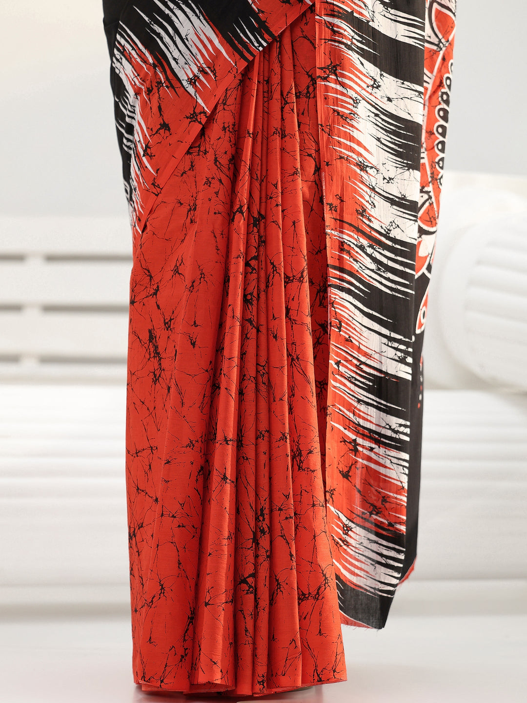 Black Solid Cotton saree