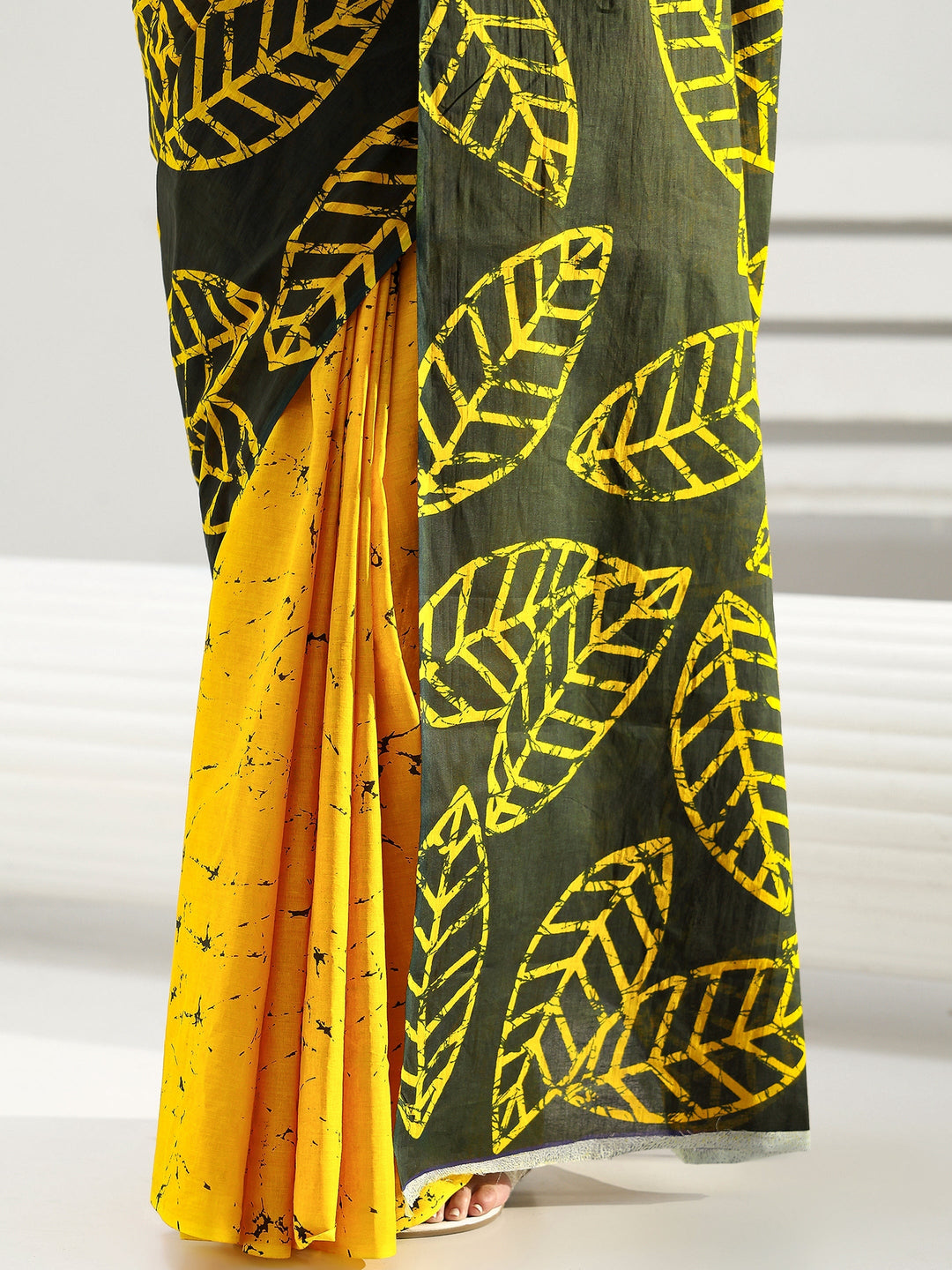 Green Floral Printed Cotton Saree