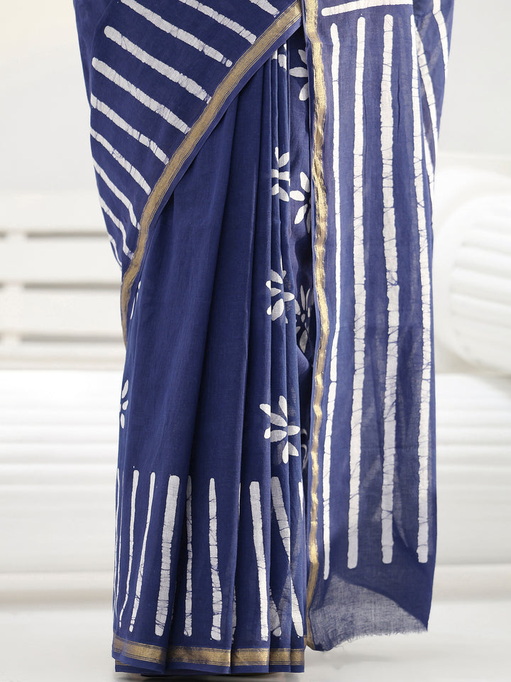 Libas Indigo Floral Printed Cotton Saree