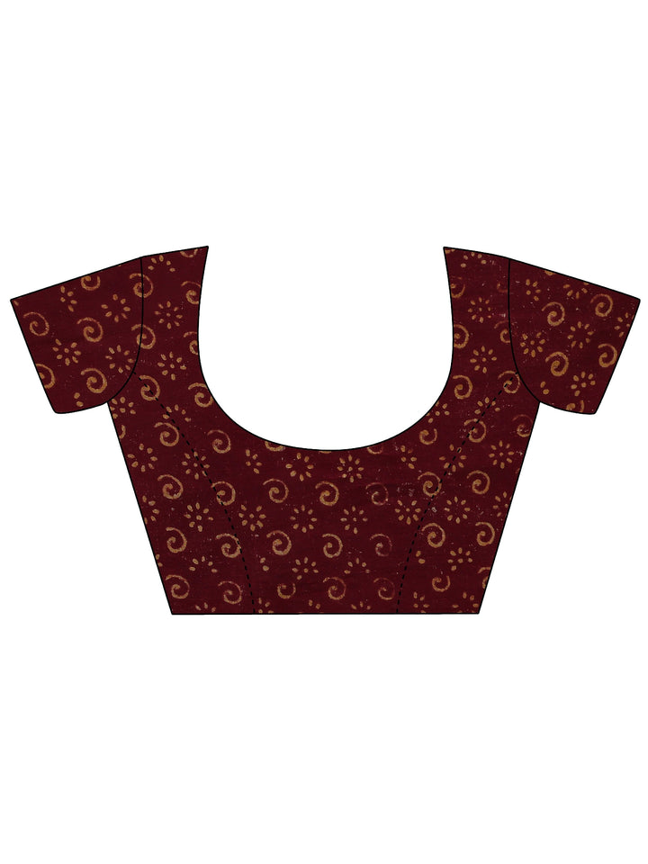 Maroon Ethnic Printed Cotton Saree