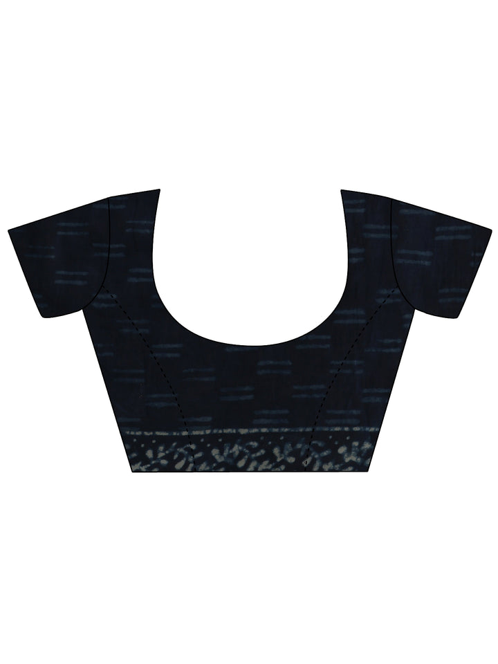 Indigo Dabu Print Cotton Saree