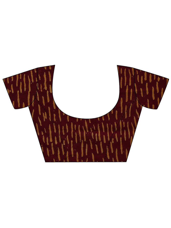 Maroon Ethnic Printed Cotton Saree
